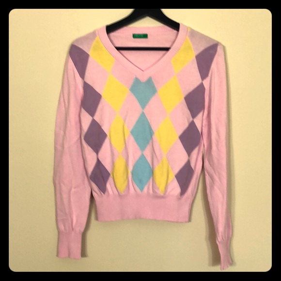 benetton argyle sweater